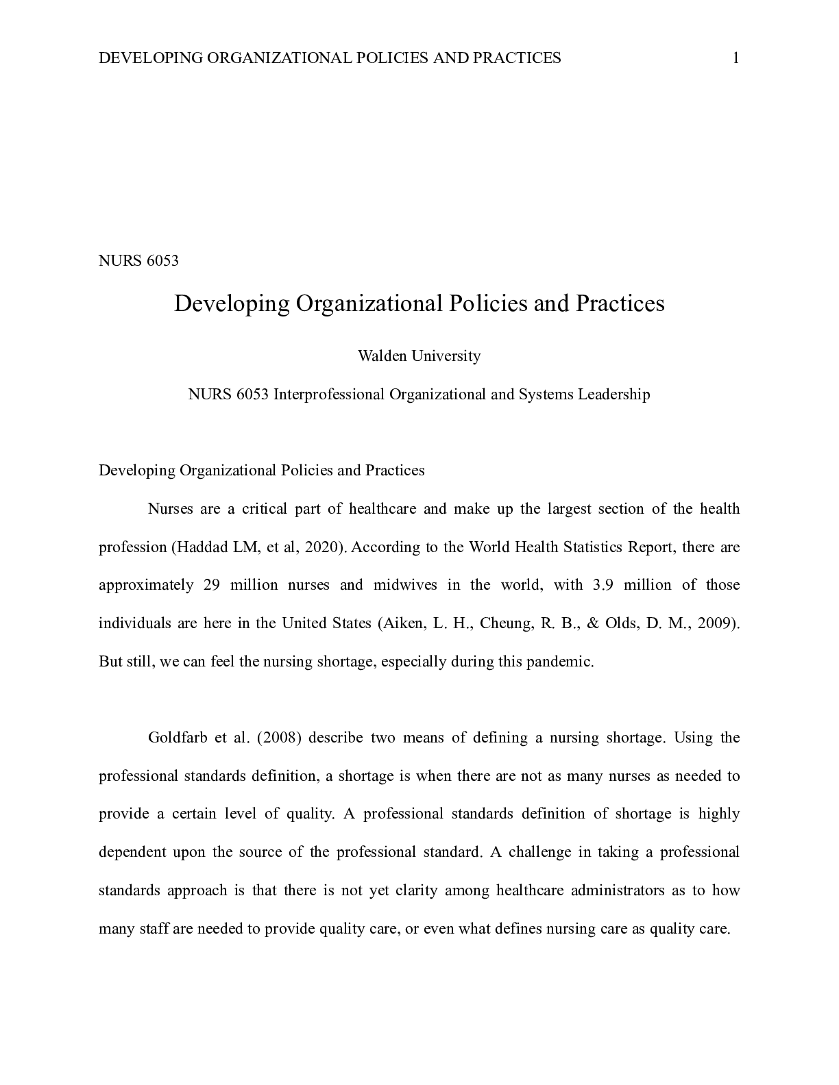 Preview of WK3Assgn Developing Organizational Policies and Practices.docx    NURS 6053  Developing Or